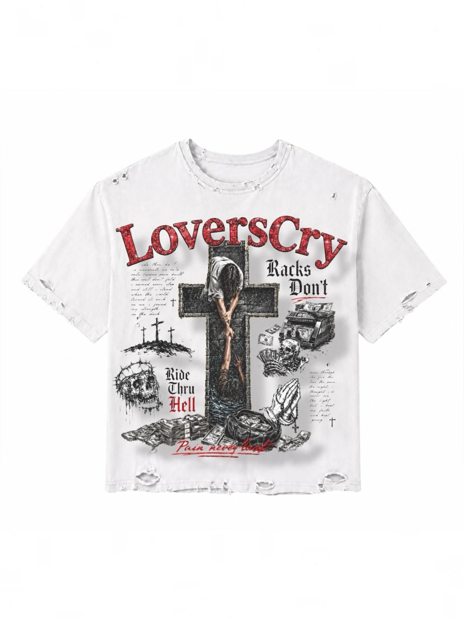 Racks Don’t Cry Tee - White